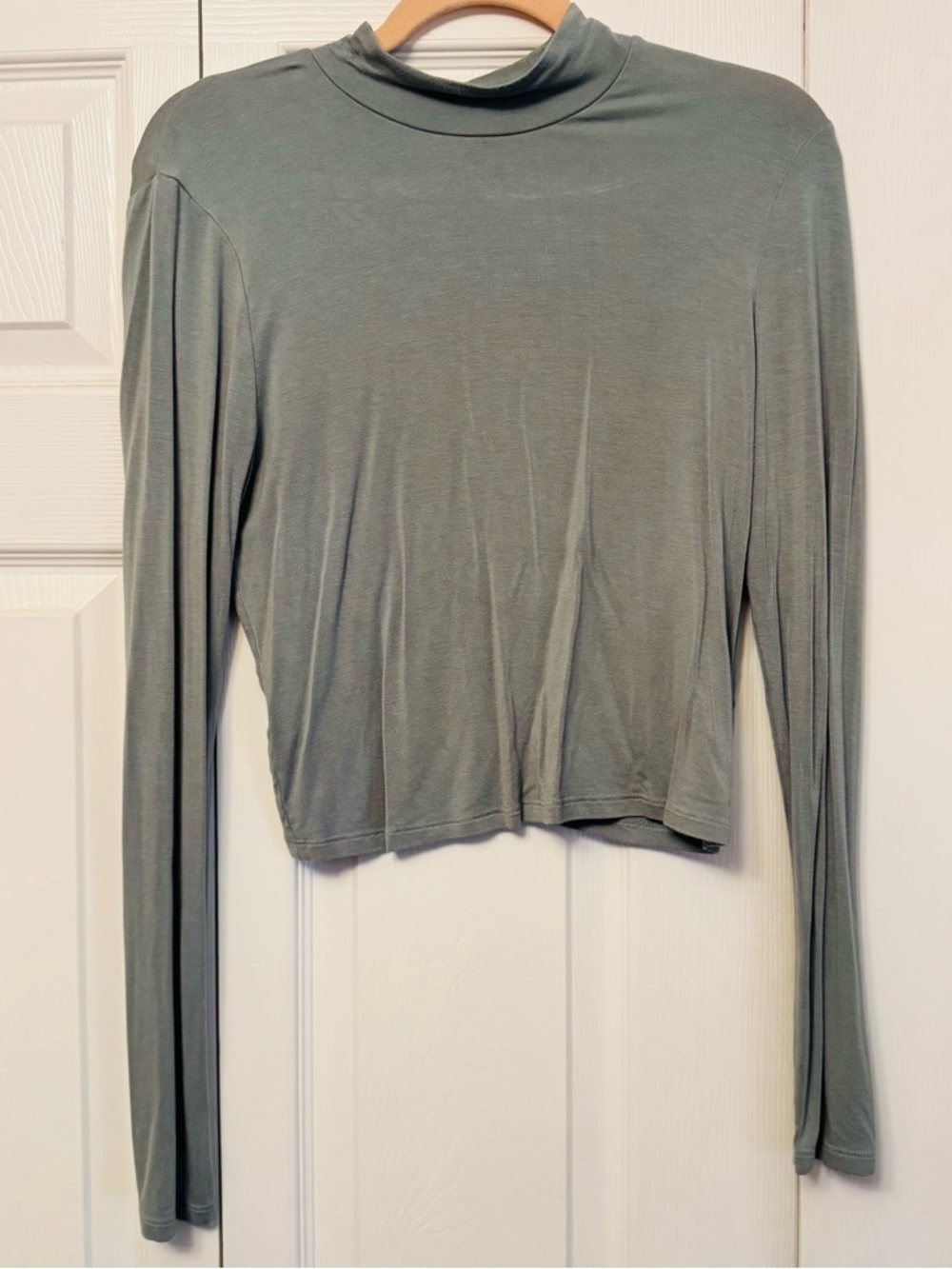 PacSun Women's Sage Green Long-Sleeve Mock Neck Top